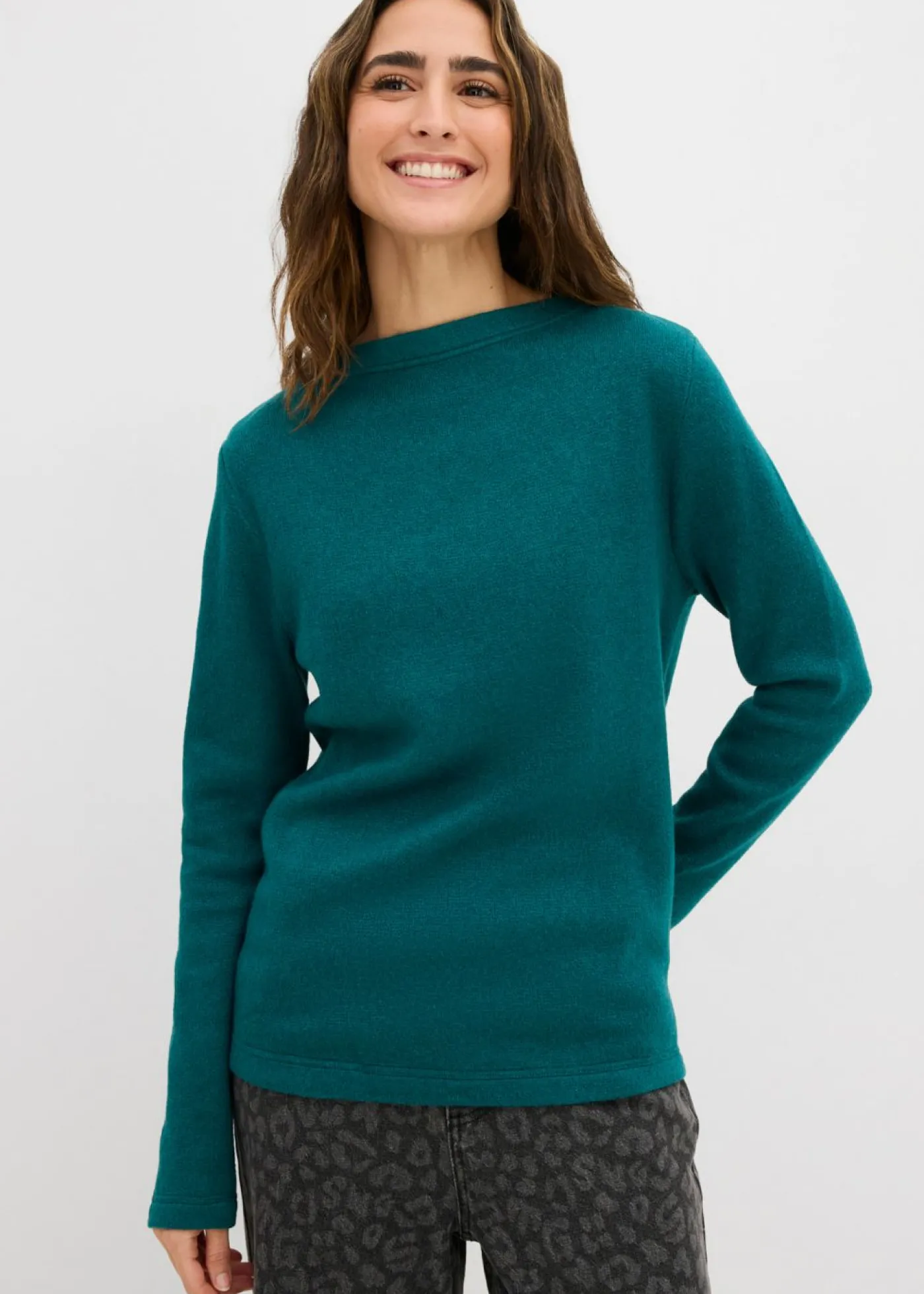 bonprix bonprix Camiseta de punto ajustada Azul petróleo Sale