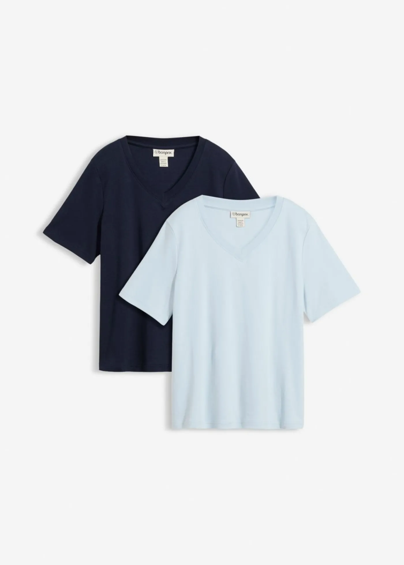 bonprix bonprix Camiseta de punto grueso de algodón orgánico puro (2 unidades) azul pálido-azul marino New