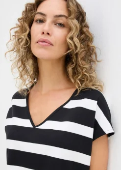 bonprix bonprix Camiseta de rayas negro-blanco lana con rayas Sale