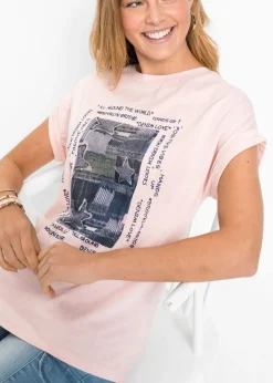 bonprix bonprix Camiseta de suave mezcla de viscosa Rosa Hot