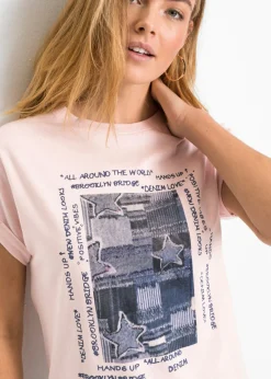 bonprix bonprix Camiseta de suave mezcla de viscosa Rosa Hot