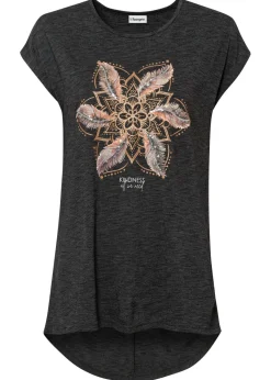 bonprix bonprix Camiseta de suave mezcla de viscosa Negro estampado Best