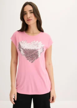 bonprix bonprix Camiseta de suave mezcla de viscosa Rosa estampado Sale