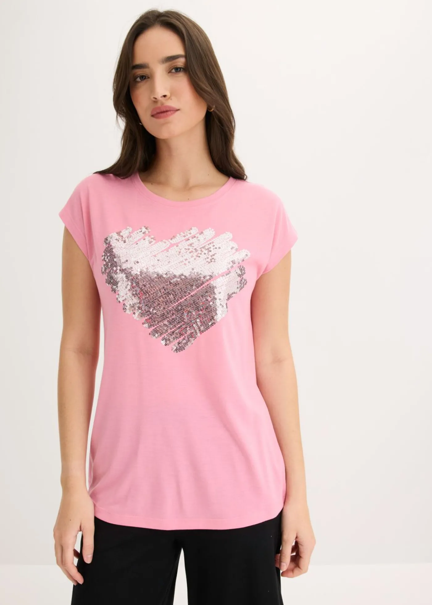 bonprix bonprix Camiseta de suave mezcla de viscosa Rosa estampado Sale