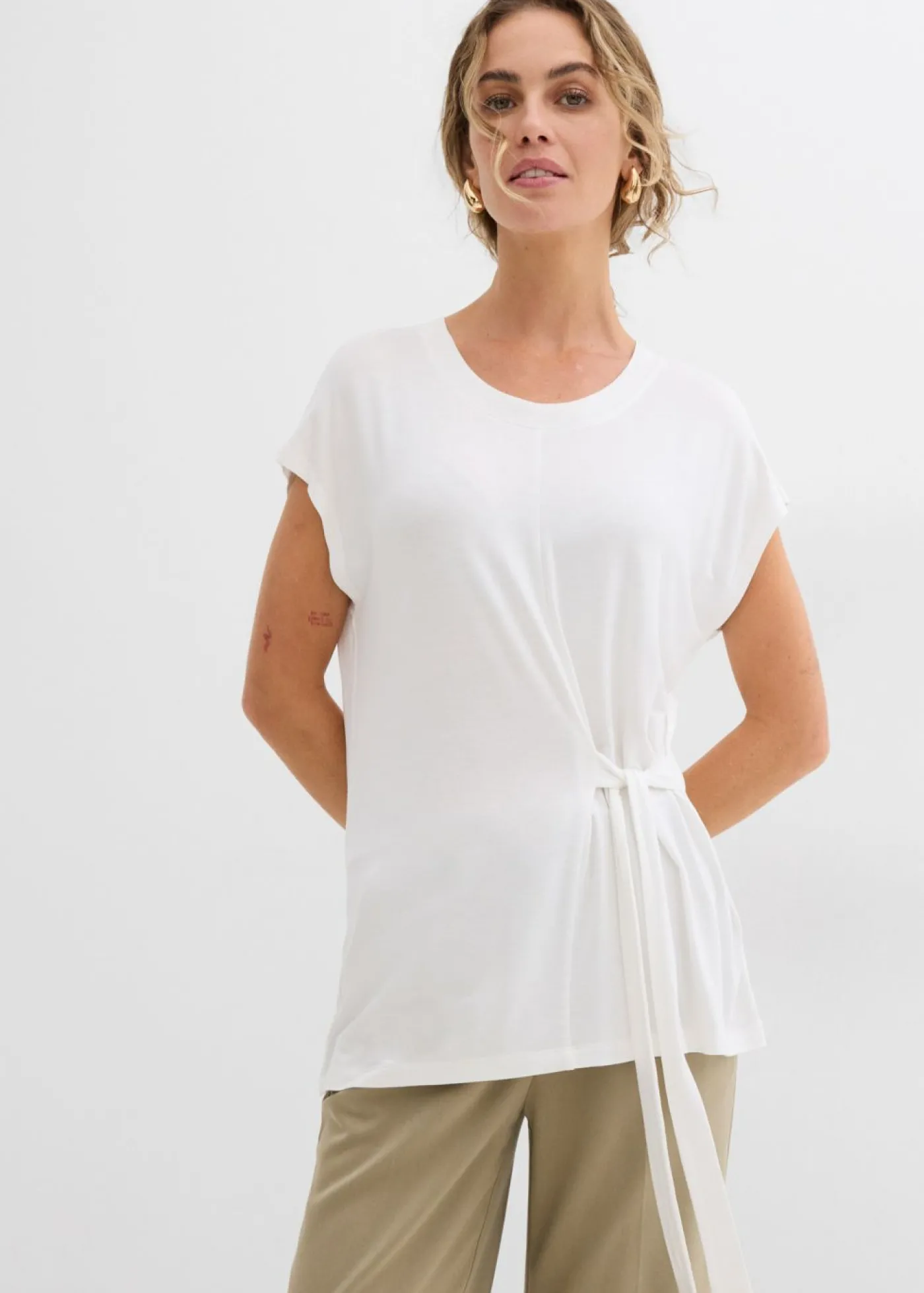 bonprix bonprix Camiseta de suave mezcla de viscosa Blanco lana Discount