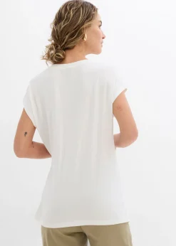 bonprix bonprix Camiseta de suave mezcla de viscosa Blanco lana Discount