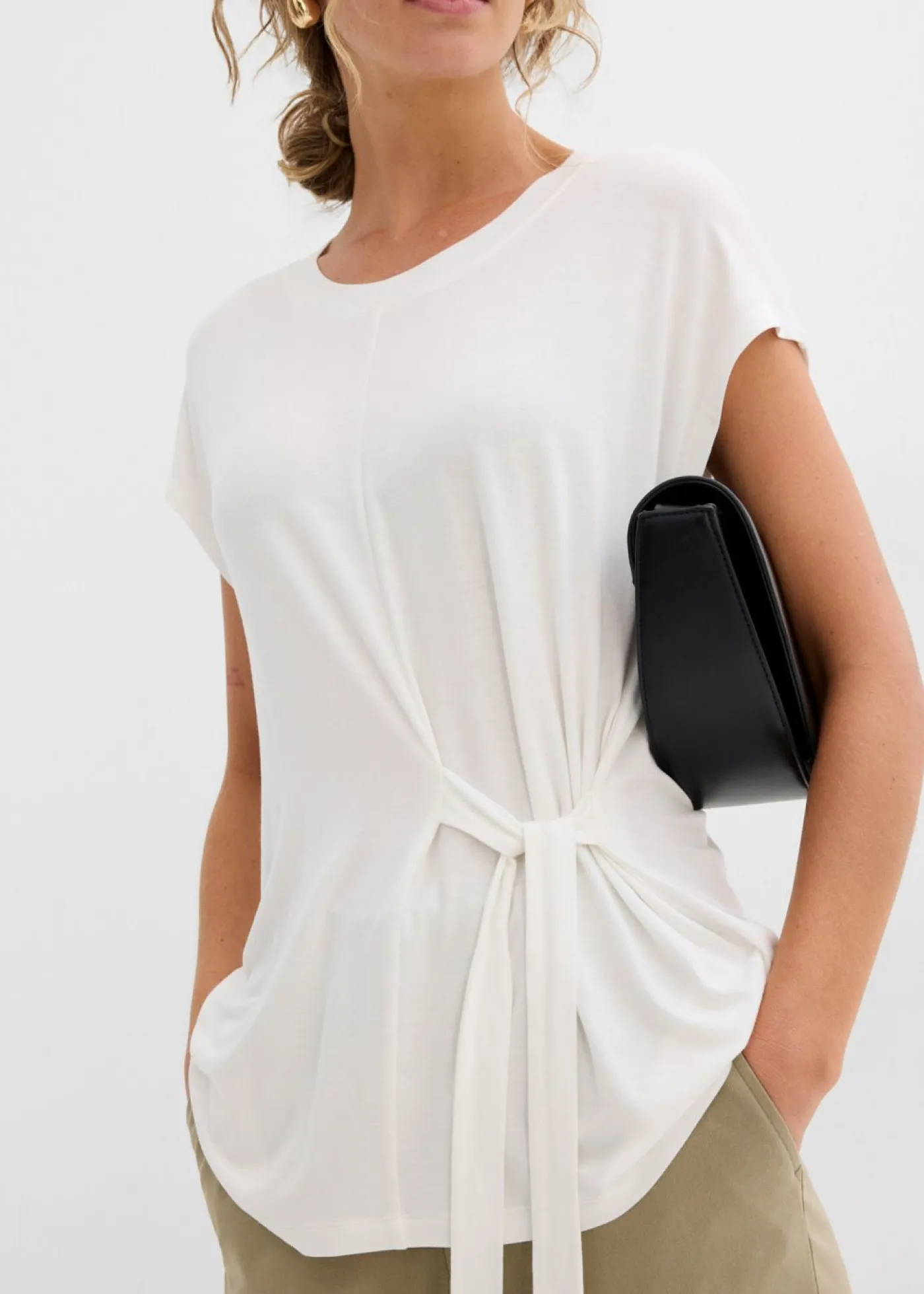 bonprix bonprix Camiseta de suave mezcla de viscosa Blanco lana Discount