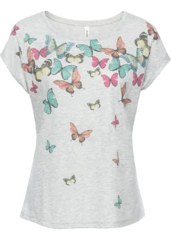 bonprix bonprix Camiseta de suave mezcla de viscosa Gris jaspeado Online