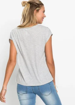 bonprix bonprix Camiseta de suave mezcla de viscosa Gris jaspeado Online
