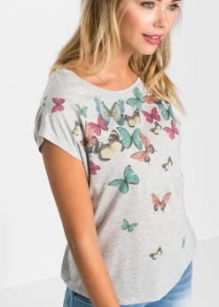 bonprix bonprix Camiseta de suave mezcla de viscosa Gris jaspeado Online
