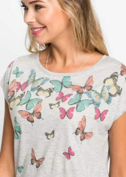 bonprix bonprix Camiseta de suave mezcla de viscosa Gris jaspeado Online