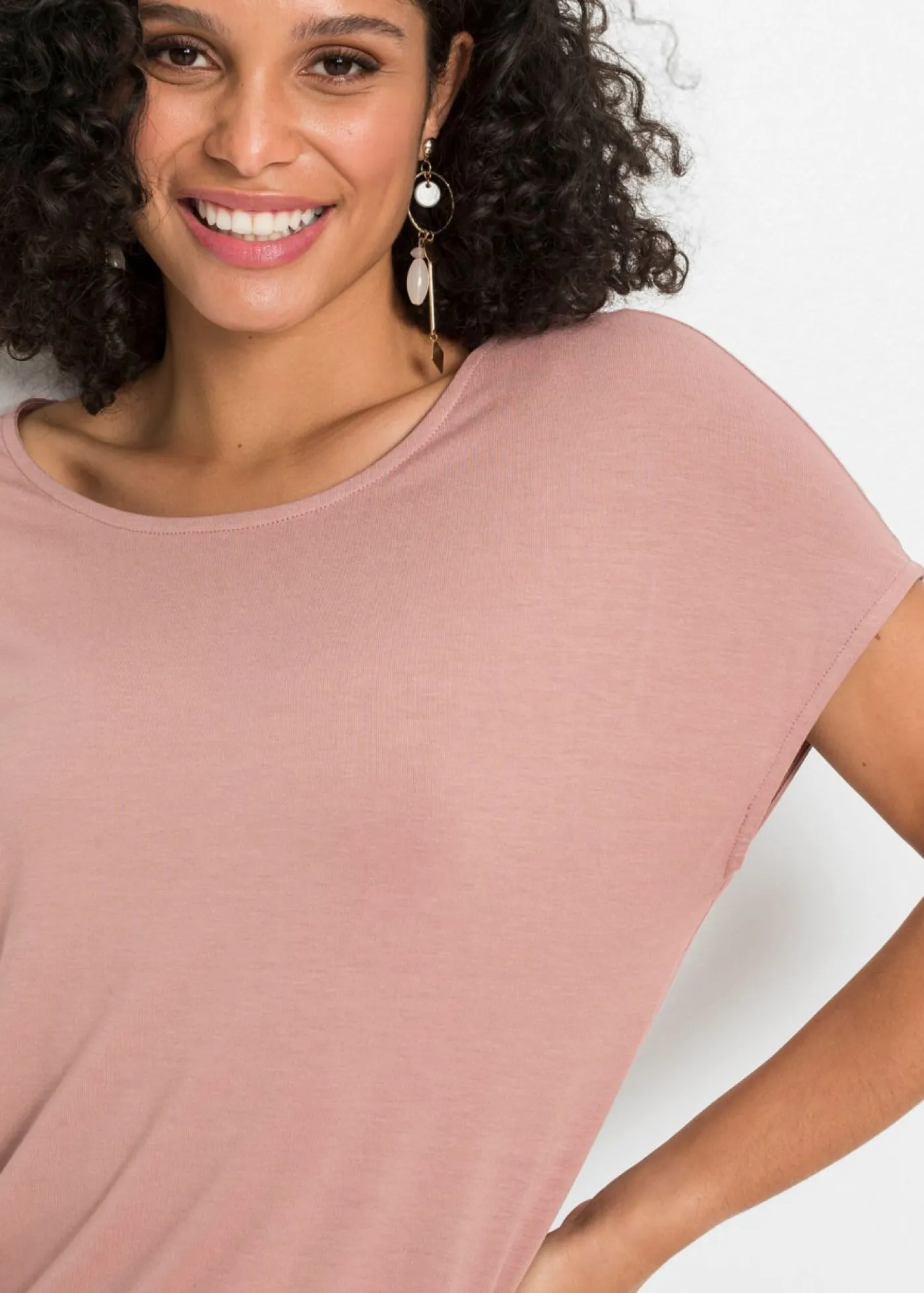 bonprix bonprix Camiseta de suave mezcla de viscosa Rosa palo New