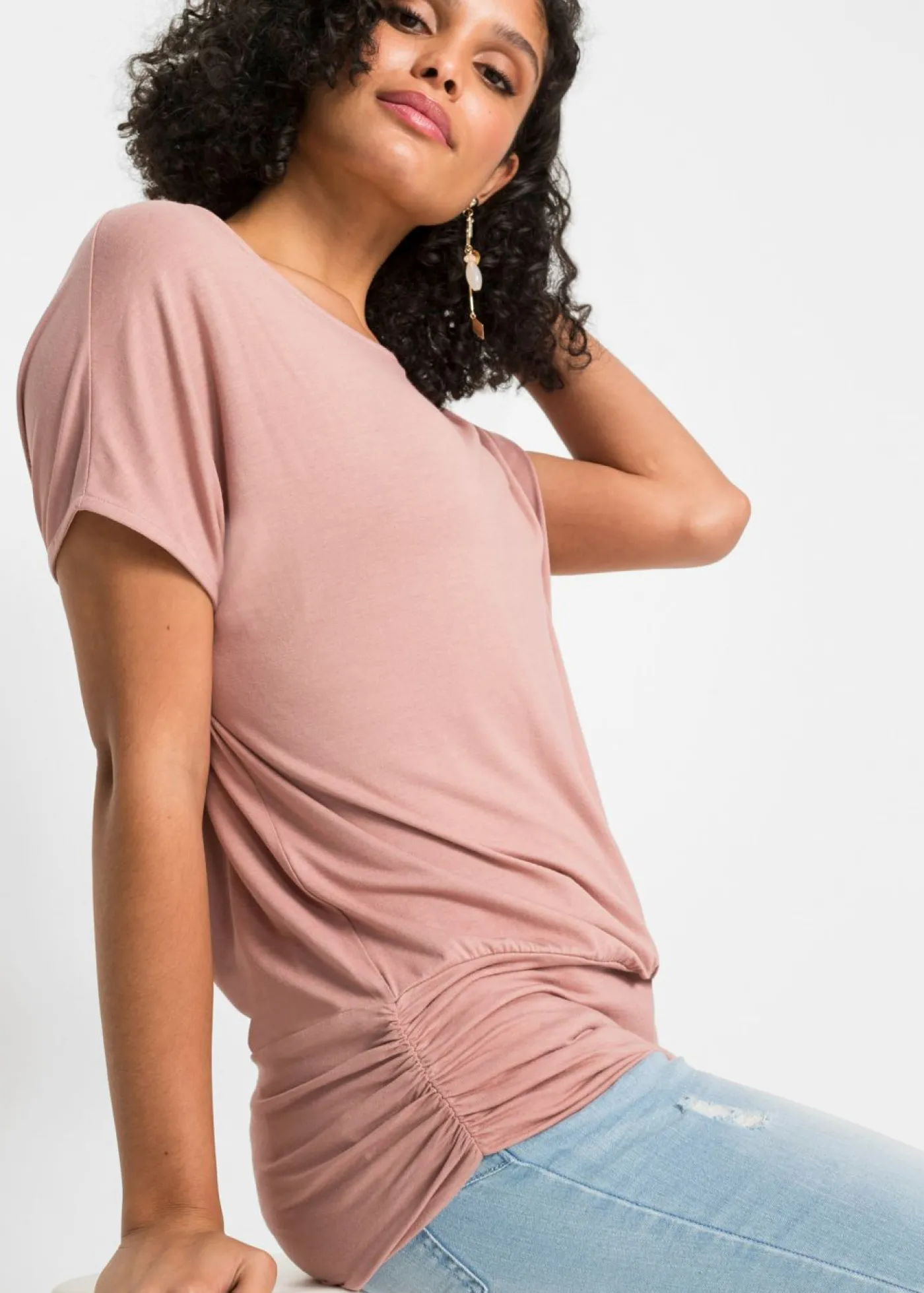 bonprix bonprix Camiseta de suave mezcla de viscosa Rosa palo New