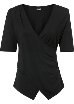 bonprix bonprix Camiseta de suave mezcla de viscosa Negro Hot