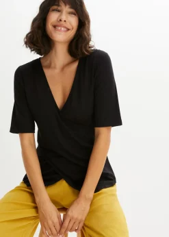bonprix bonprix Camiseta de suave mezcla de viscosa Negro Hot