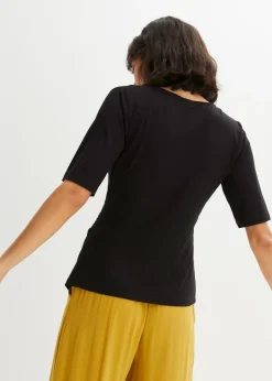 bonprix bonprix Camiseta de suave mezcla de viscosa Negro Hot