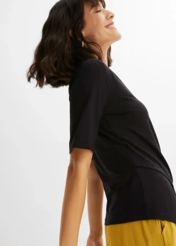 bonprix bonprix Camiseta de suave mezcla de viscosa Negro Hot