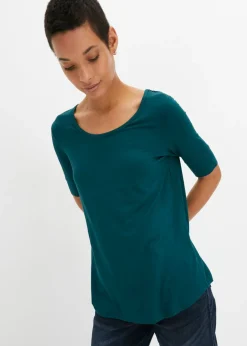 bonprix bonprix Camiseta de suave mezcla de viscosa Verde intenso Hot