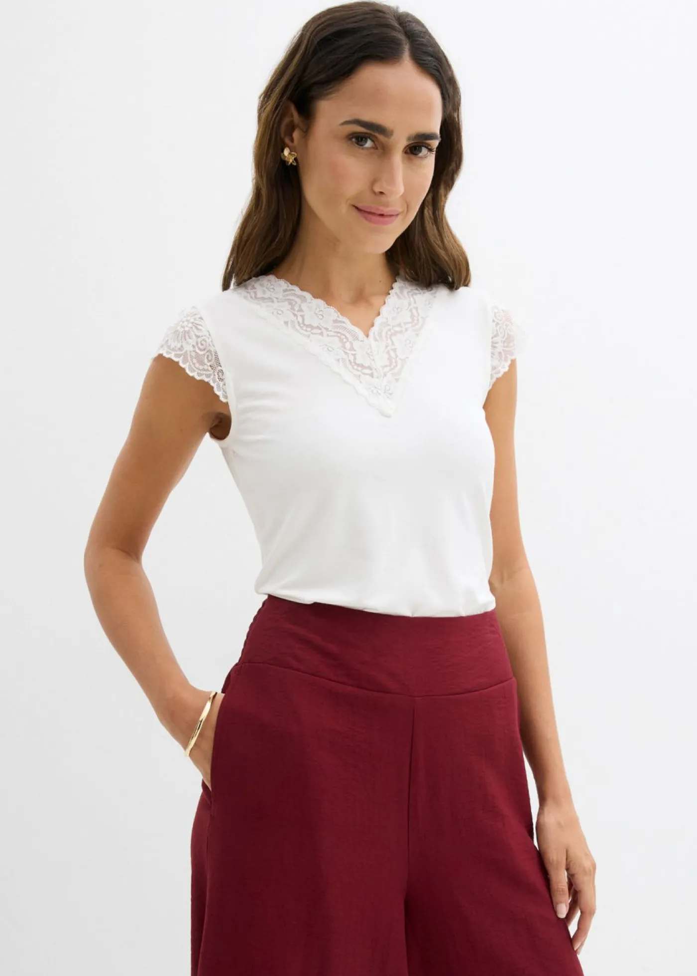 bonprix bonprix Camiseta de suave mezcla de viscosa Blanco lana Clearance