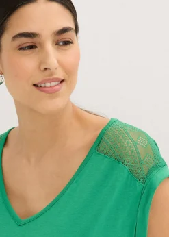 bonprix bonprix Camiseta de suave mezcla de viscosa Verde