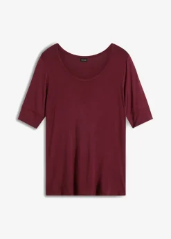 bonprix bonprix Camiseta de suave mezcla de viscosa rojo avellana Sale