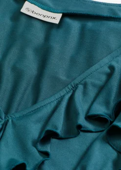 bonprix bonprix Camiseta de suave mezcla de modal con volantes verde pimiento Sale