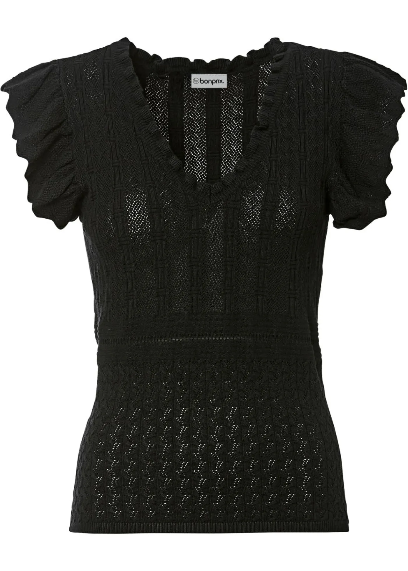 bonprix bonprix Camiseta de suave mezcla de viscosa Negro
