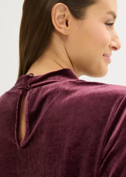 bonprix bonprix Camiseta de terciopelo con encaje rojo burdeos New
