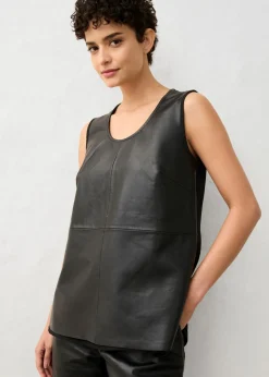 bonprix bonprix Camiseta de tirantes con parte delantera de napa de cordero Negro Clearance