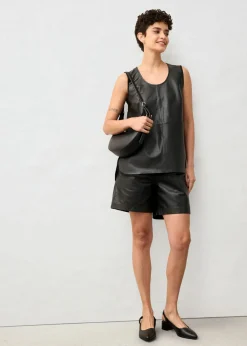 bonprix bonprix Camiseta de tirantes con parte delantera de napa de cordero Negro Clearance