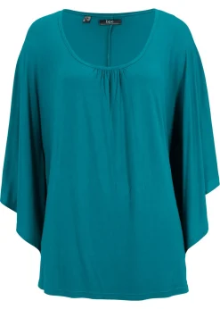 bonprix bonprix Camiseta de viscosa con mangas de murciélago verde mar New
