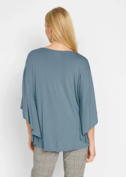 bonprix bonprix Camiseta de viscosa con mangas de murciélago verde mar New