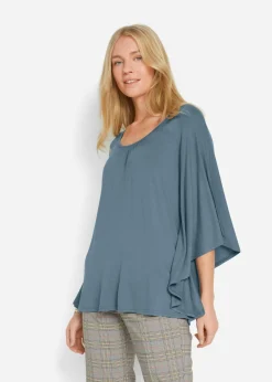 bonprix bonprix Camiseta de viscosa con mangas de murciélago verde mar New