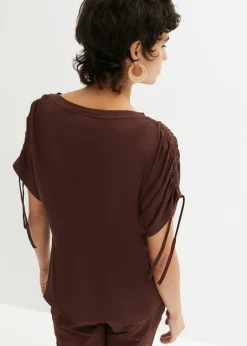 bonprix bonprix Camiseta de viscosa fluida Marrón tierra Discount