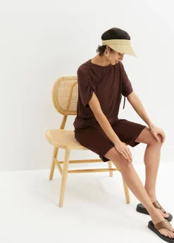 bonprix bonprix Camiseta de viscosa fluida Marrón tierra Discount