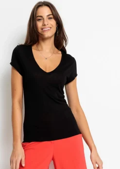 bonprix bonprix Camiseta de viscosa suave Negro Sale