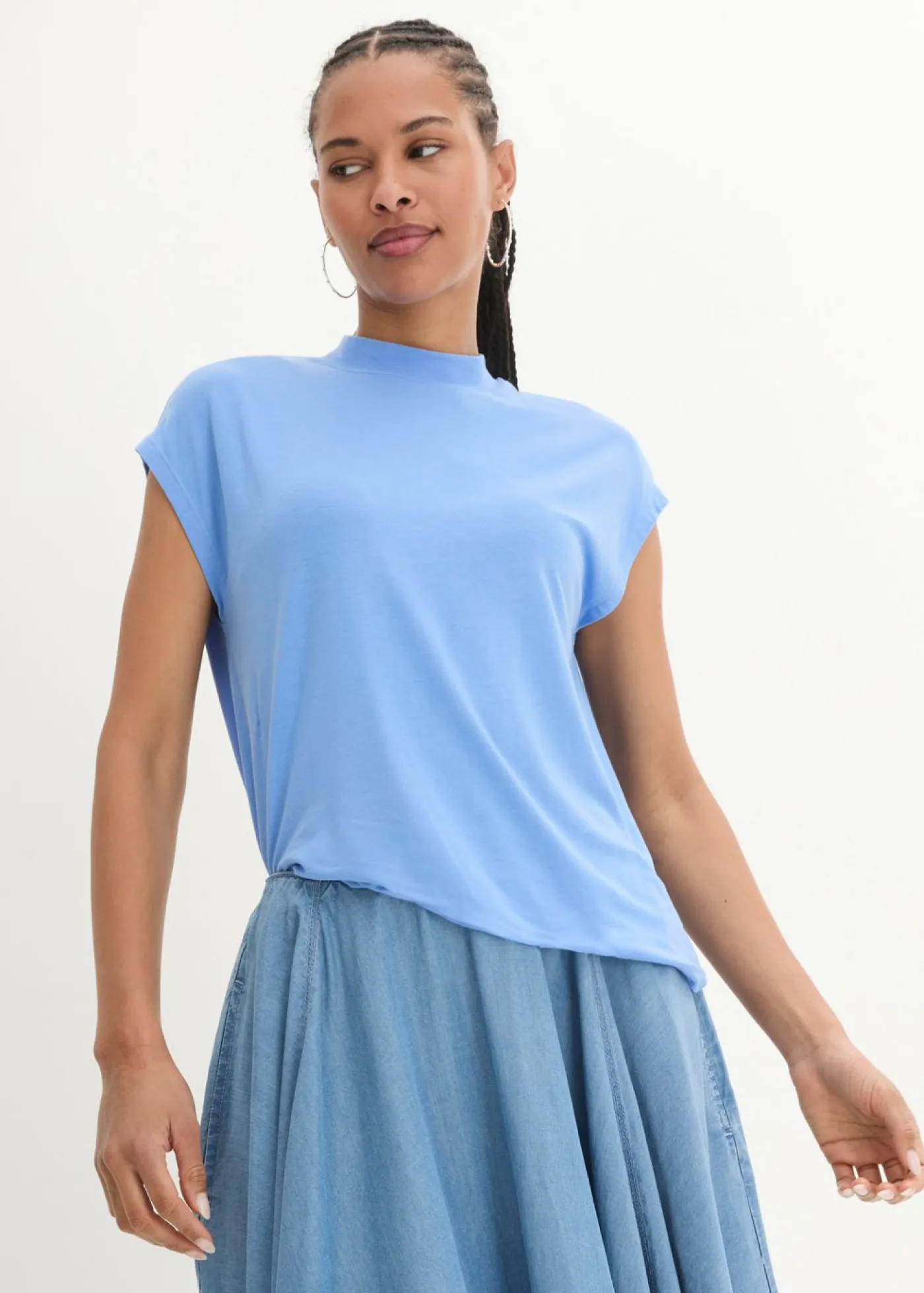 bonprix bonprix Camiseta de viscosa suave azul provenzal Sale