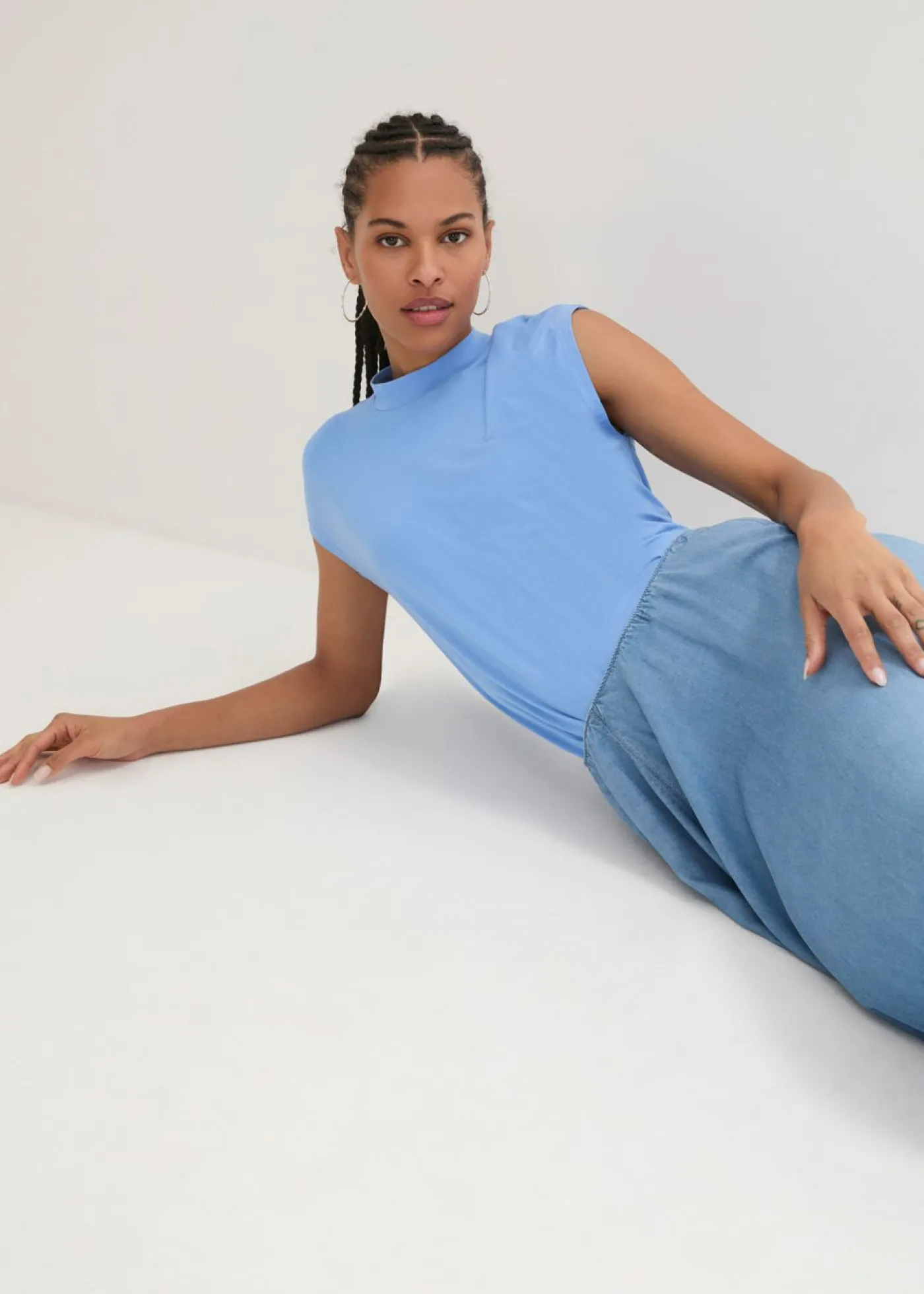 bonprix bonprix Camiseta de viscosa suave azul provenzal Sale