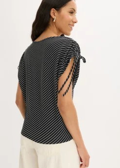 bonprix bonprix Camiseta de viscosa suave Blanco-negro de rayas Best