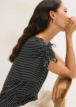 bonprix bonprix Camiseta de viscosa suave Blanco-negro de rayas Best