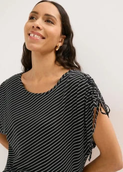 bonprix bonprix Camiseta de viscosa suave Blanco-negro de rayas Best
