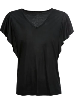 bonprix bonprix Camiseta de viscosa suave Negro Clearance