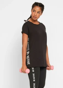 bonprix bonprix Camiseta deportiva Negro estampado Clearance