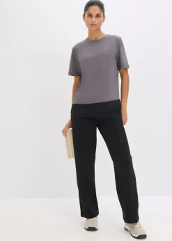 bonprix bonprix Camiseta deportiva con aspecto estructurado granito-negro Online