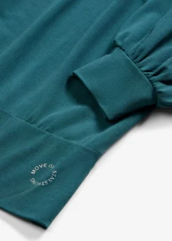 bonprix bonprix Camiseta deportiva con corte holgado, mangas ¾ y material de secado rápido Verde petróleo Best
