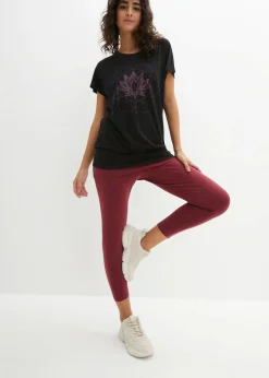 bonprix bonprix Camiseta deportiva con corte holgado Negro estampado Online