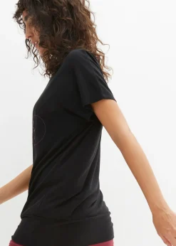 bonprix bonprix Camiseta deportiva con corte holgado Negro estampado Online