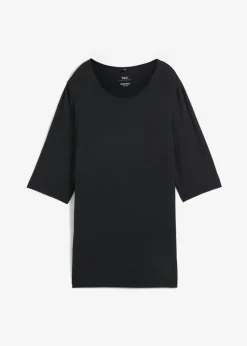bonprix bonprix Camiseta deportiva larga con abertura y material de secado rápido Negro New