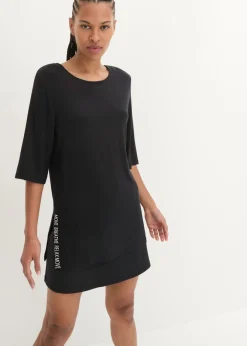 bonprix bonprix Camiseta deportiva larga con abertura y material de secado rápido Negro New