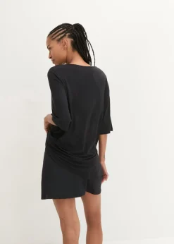 bonprix bonprix Camiseta deportiva larga con abertura y material de secado rápido Negro New